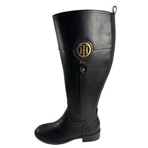 Tommy Hilfiger ILIA 2 Women's 5.5 M Wide Calf Black Side Zip Knee High Boots NIB